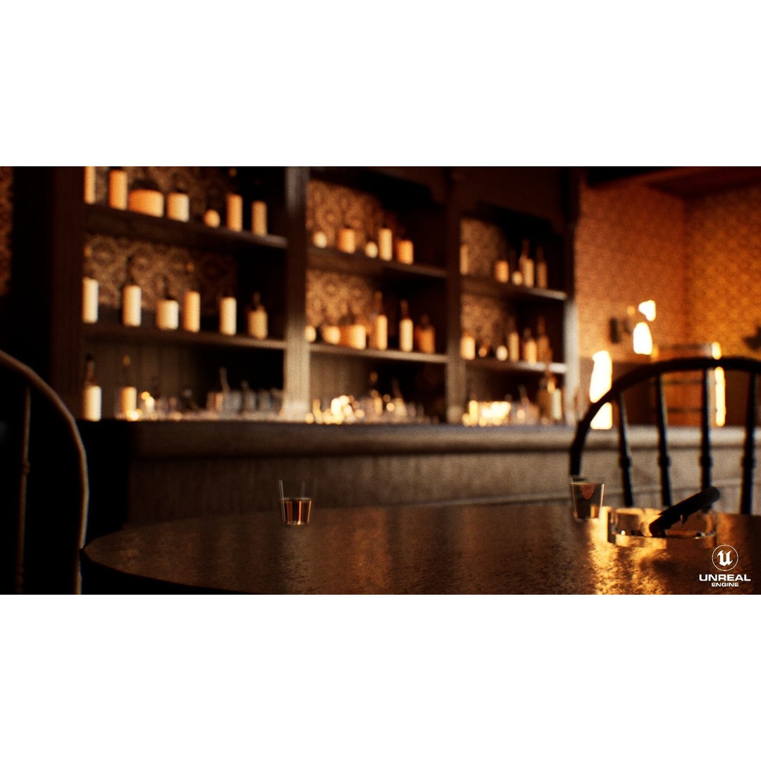 Western Saloon Interior 3D Model – Game Ready Scene with PBR Textures, Blender, FBX, OBJ - View 18