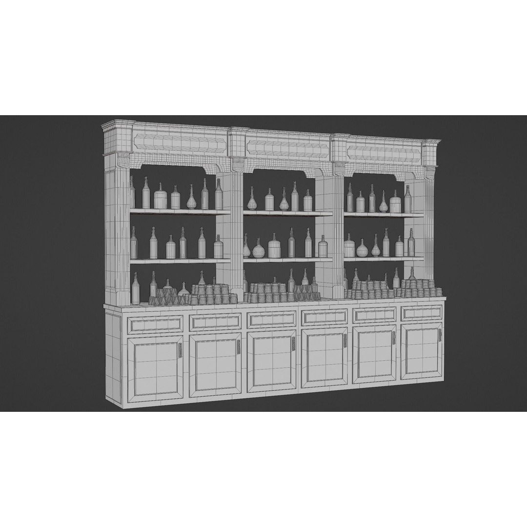 Western Saloon Interior 3D Model – Game Ready Scene with PBR Textures, Blender, FBX, OBJ - View 47