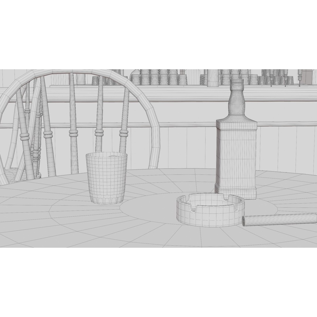 Western Saloon Interior 3D Model – Game Ready Scene with PBR Textures, Blender, FBX, OBJ - View 57