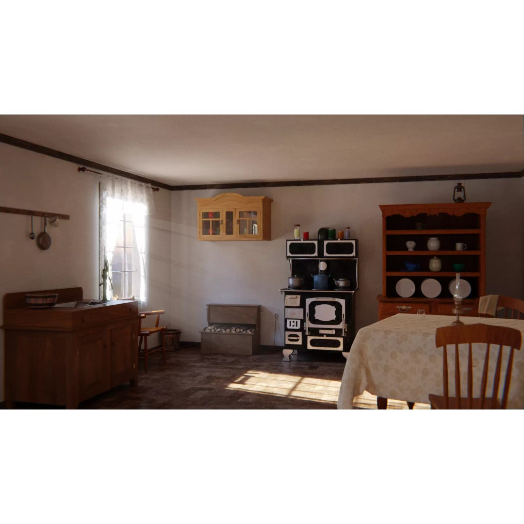 Old Kitchen 3D Model – Vintage Western Style, PBR Textured, FBX, OBJ - View 2