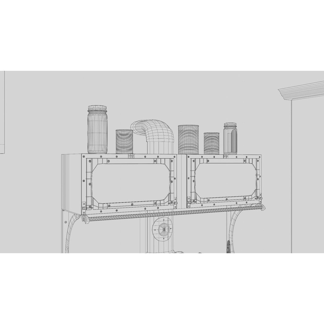 Old Kitchen 3D Model – Vintage Western Style, PBR Textured, FBX, OBJ - View 30