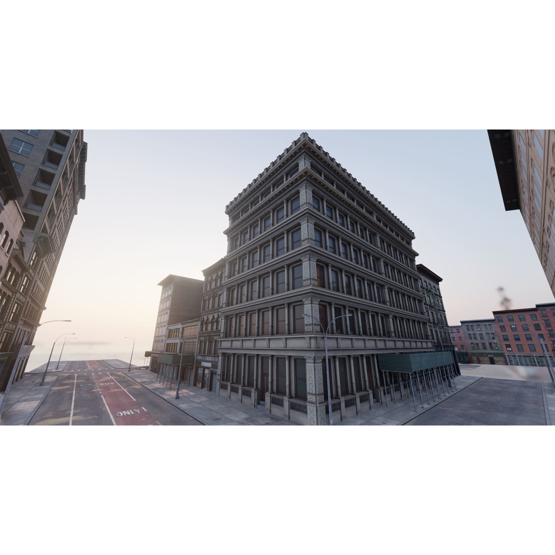 Manhattan Modular City Block - Low-Poly Game-Ready 3D Model - View 10