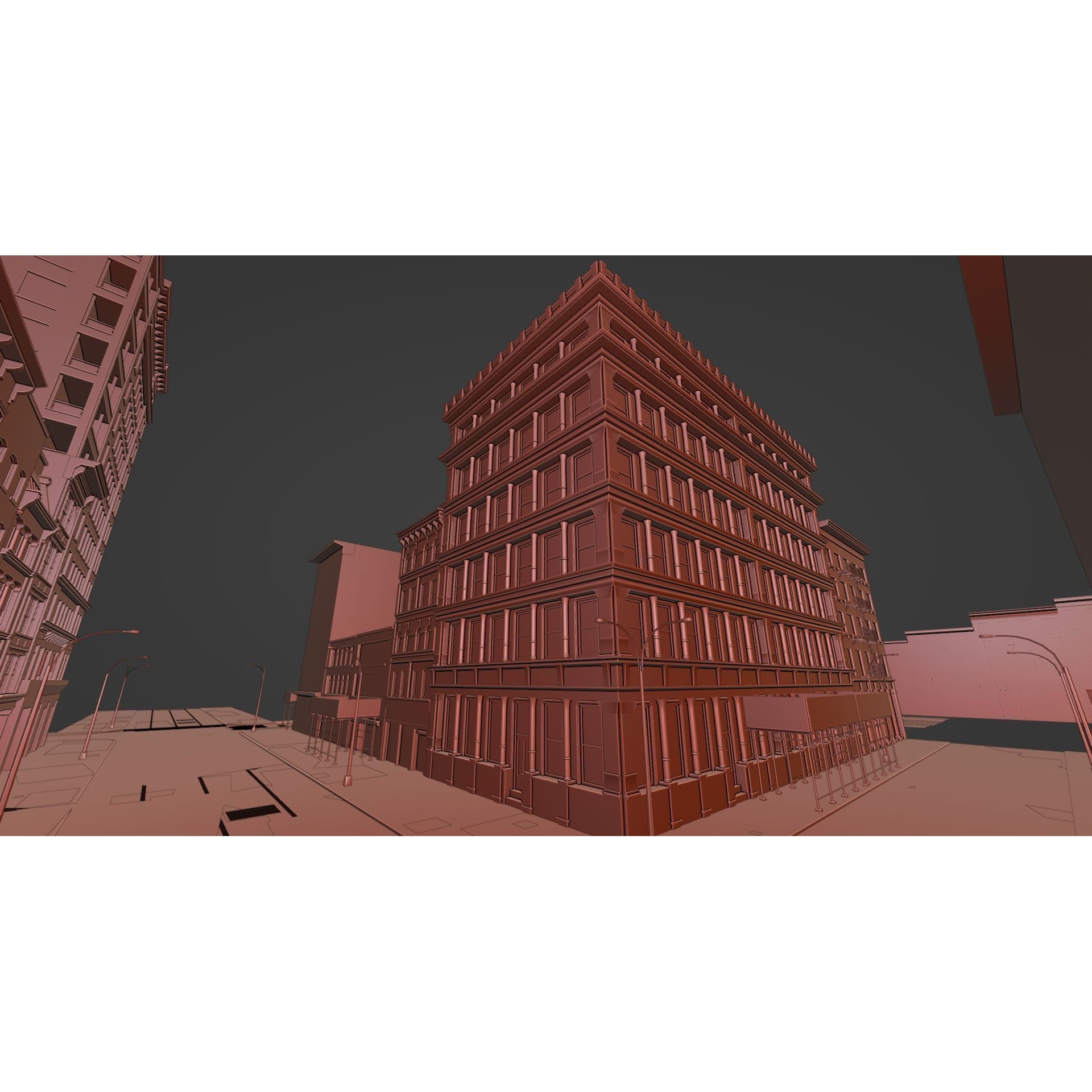 Manhattan Modular City Block - Low-Poly Game-Ready 3D Model - View 11