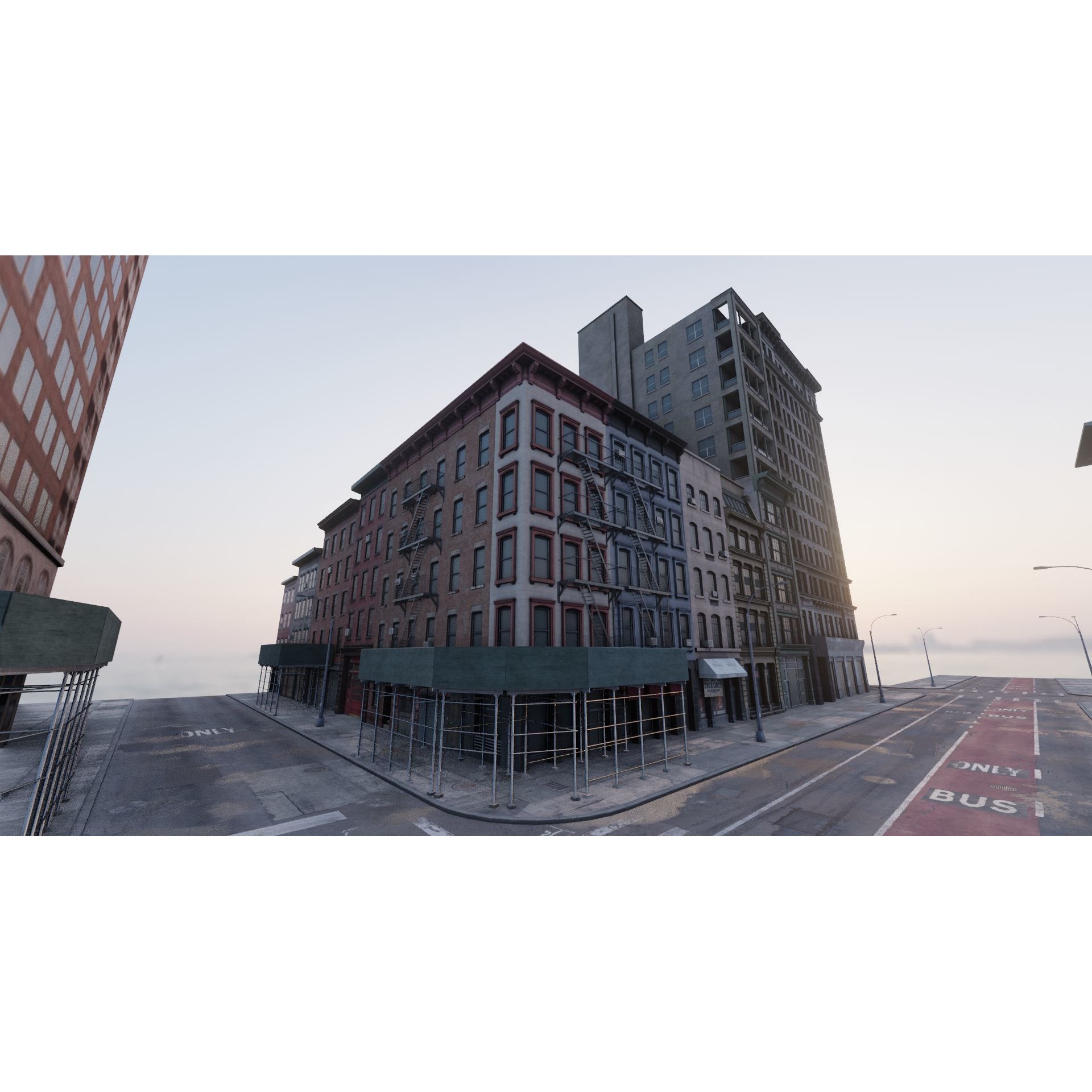 Manhattan Modular City Block - Low-Poly Game-Ready 3D Model - View 12