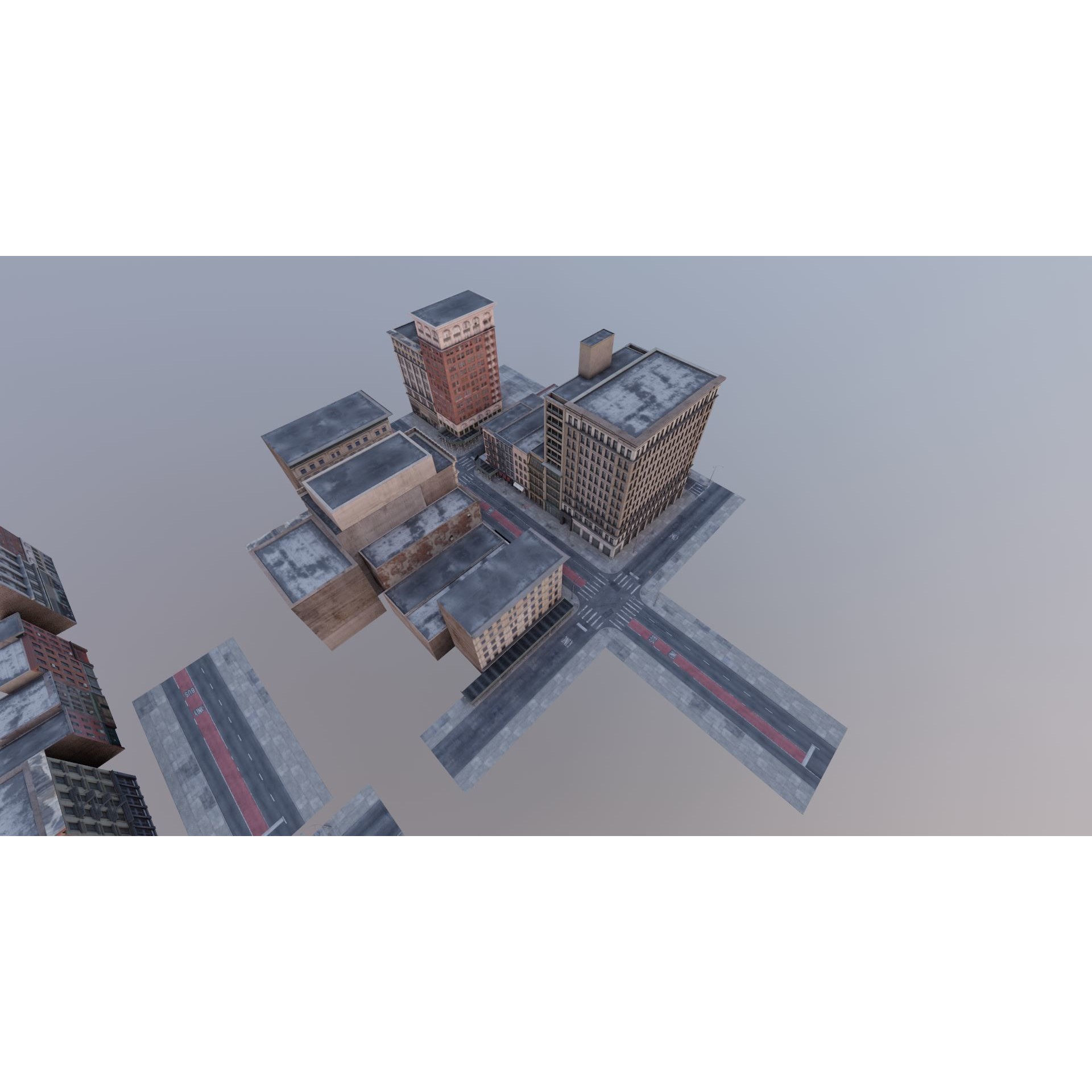 Manhattan Modular City Block - Low-Poly Game-Ready 3D Model - View 14