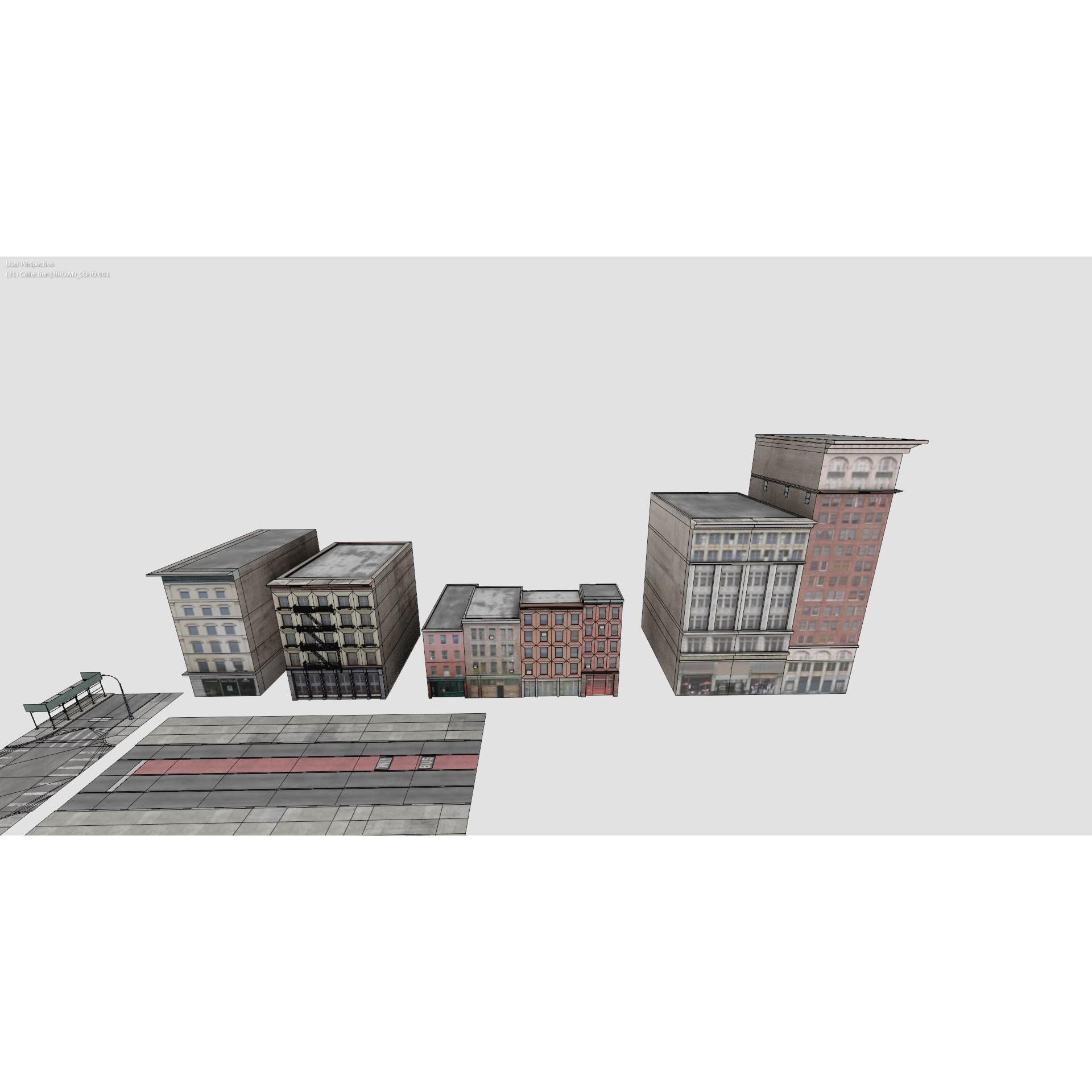 Manhattan Modular City Block - Low-Poly Game-Ready 3D Model - View 18