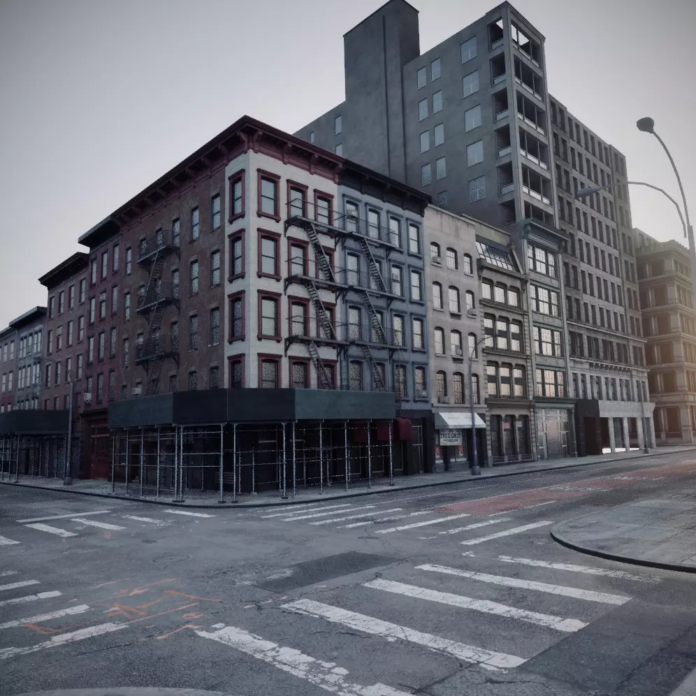 Manhattan Modular City Block - Low-Poly Game-Ready 3D Model - View 2
