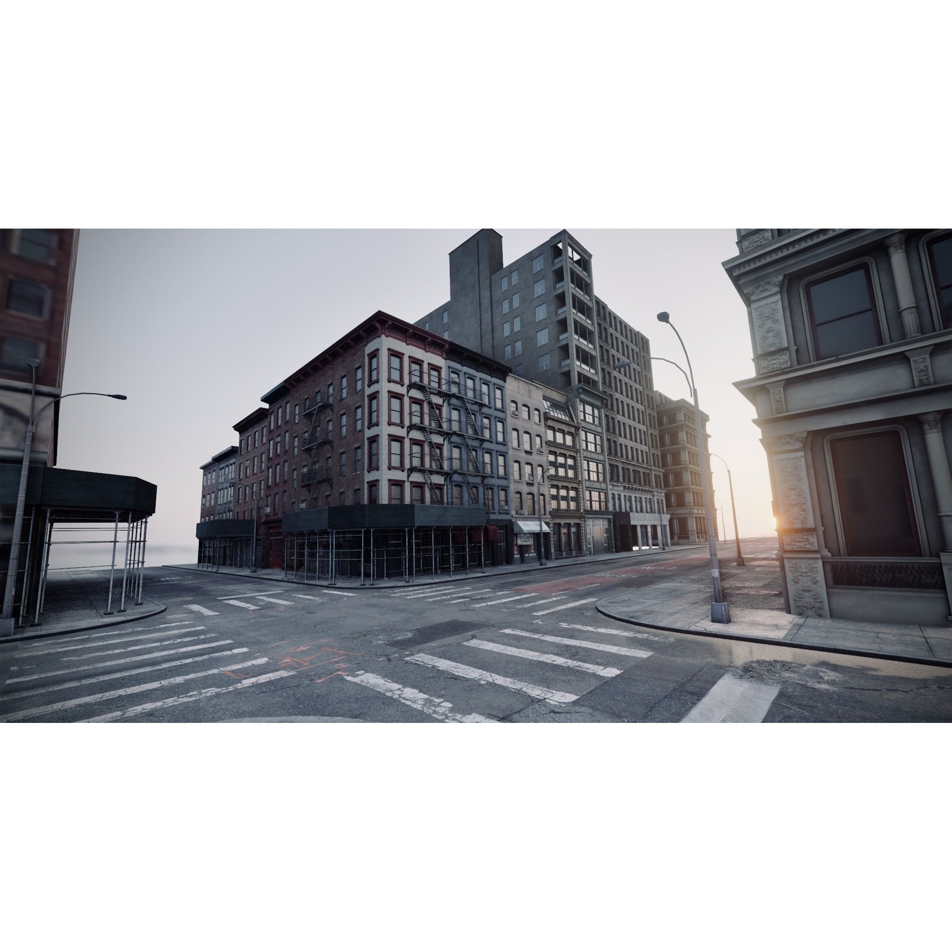 Manhattan Modular City Block - Low-Poly Game-Ready 3D Model - View 3