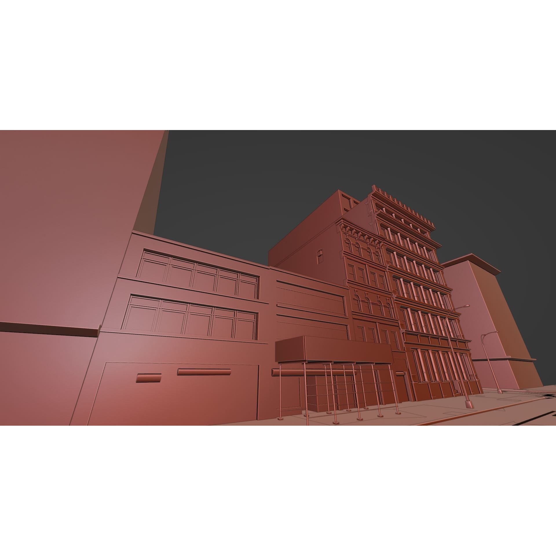 Manhattan Modular City Block - Low-Poly Game-Ready 3D Model - View 9