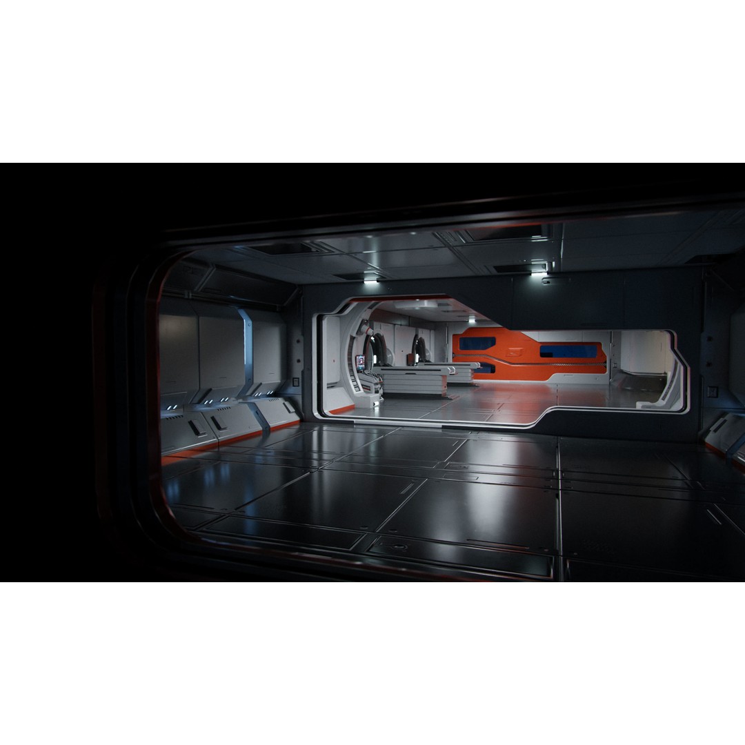 Moon Base Scan Room 3D Model – Low Poly Interior Environment, Blender