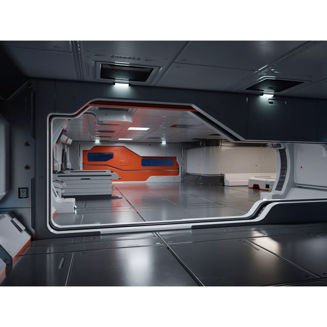 Moon Base Scan Room 3D Model – Low Poly Interior Environment, Blender - View 2