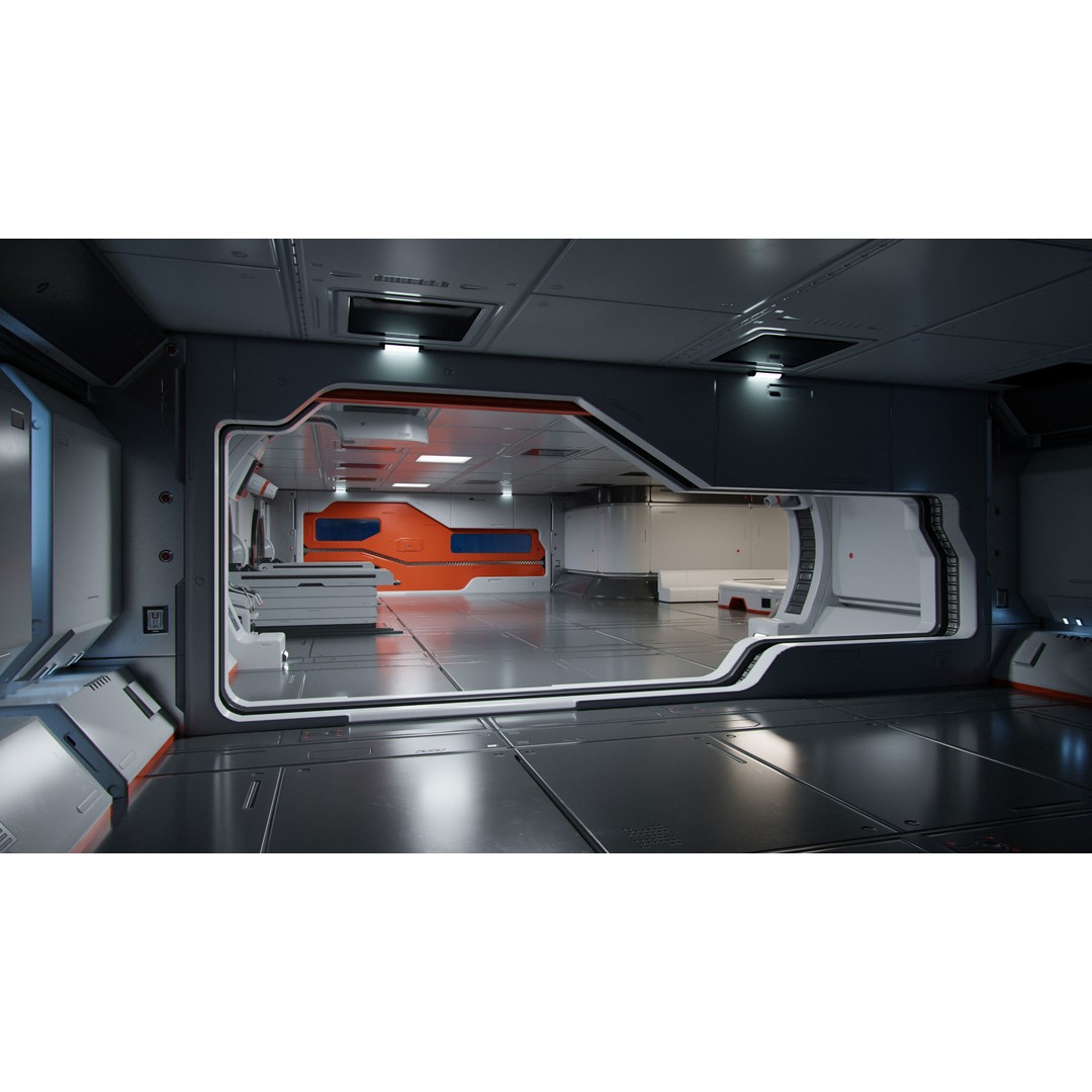 Moon Base Scan Room 3D Model – Low Poly Interior Environment, Blender - View 3