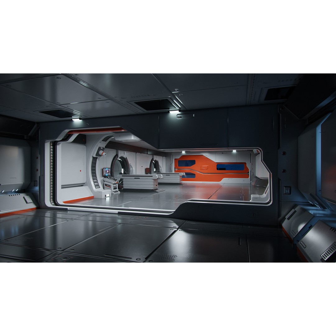 Moon Base Scan Room 3D Model – Low Poly Interior Environment, Blender - View 4