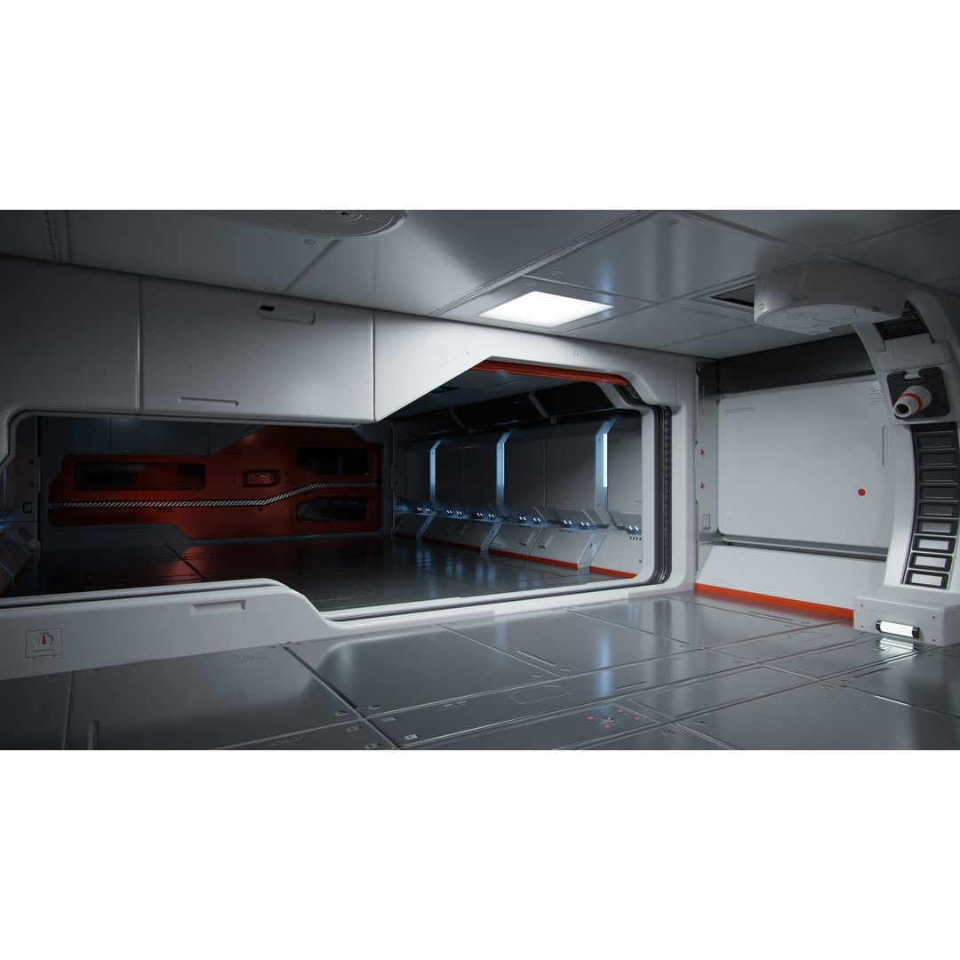 Moon Base Scan Room 3D Model – Low Poly Interior Environment, Blender - View 5