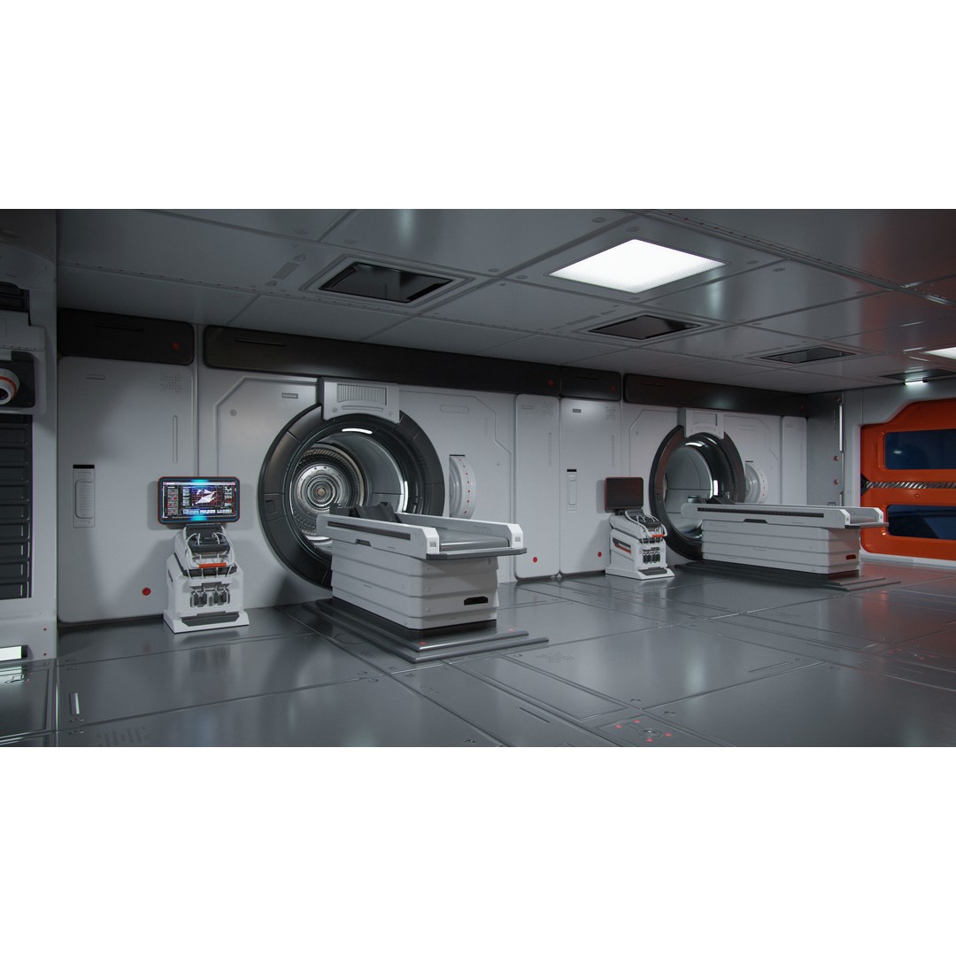 Moon Base Scan Room 3D Model – Low Poly Interior Environment, Blender - View 6
