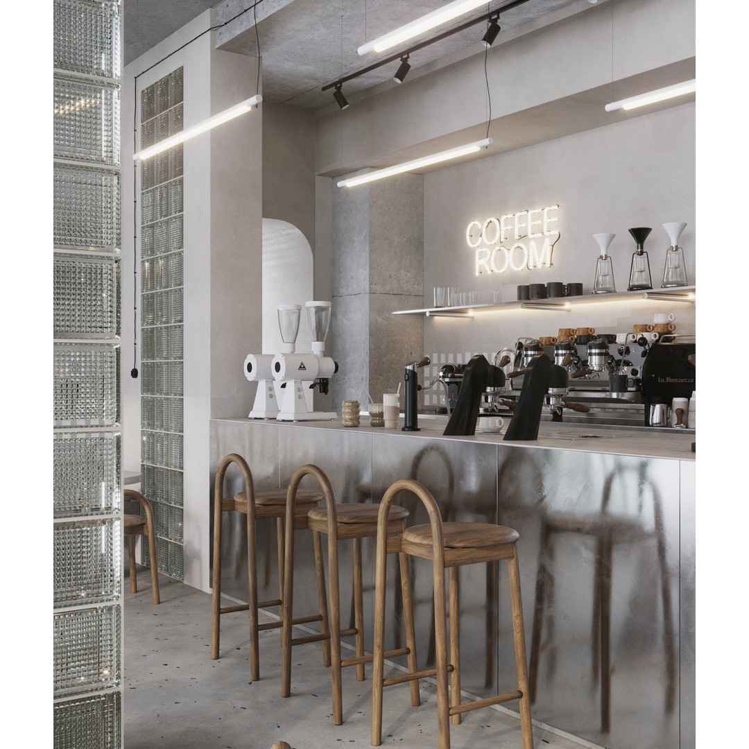 Coffee Shop Interior 3D Model – Fully Textured Scene for 3dsMax - View 3