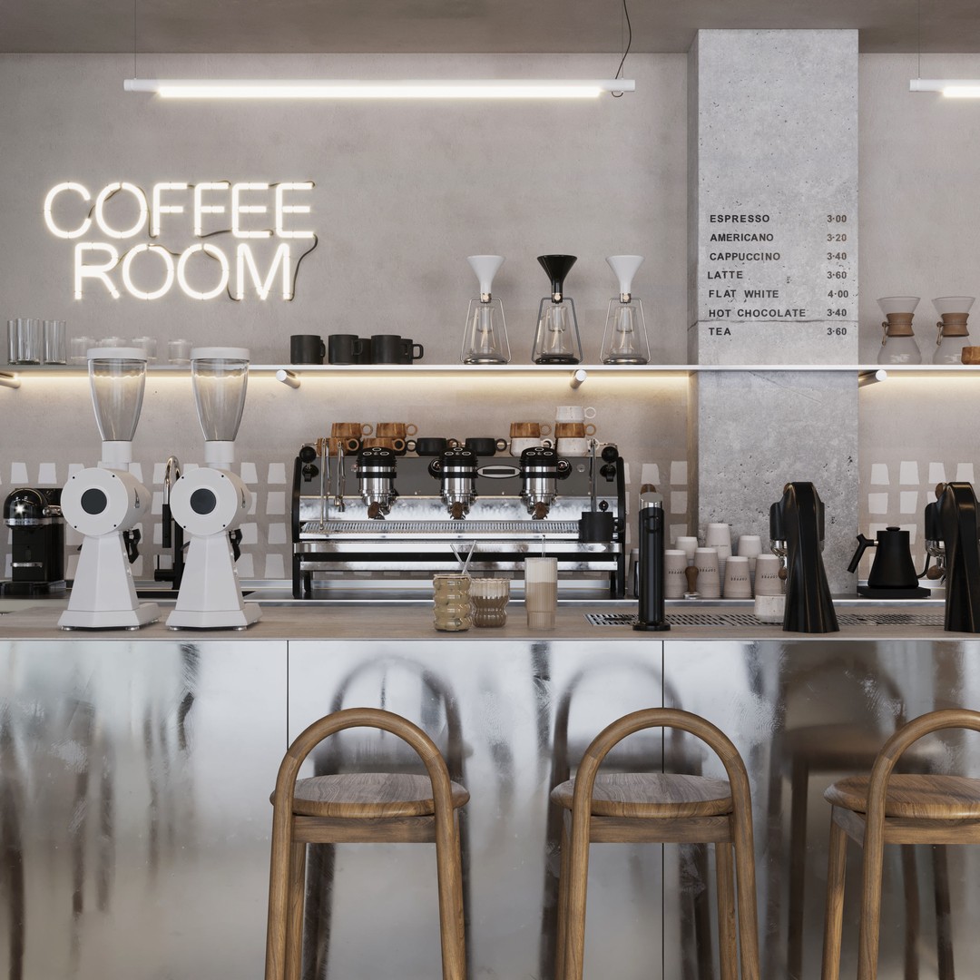 Coffee Shop Interior 3D Model – Fully Textured Scene for 3dsMax - View 7