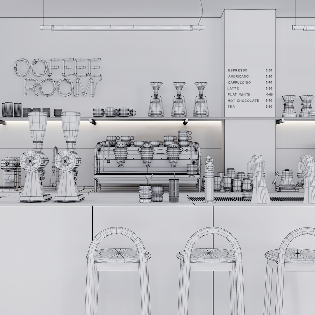 Coffee Shop Interior 3D Model – Fully Textured Scene for 3dsMax - View 8