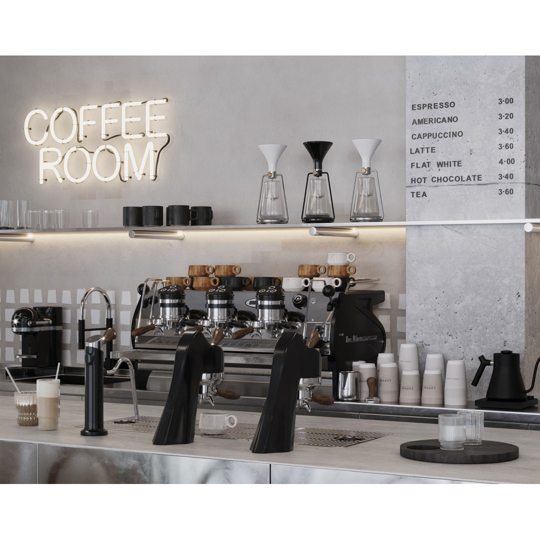Coffee Shop Interior 3D Model – Fully Textured Scene for 3dsMax - View 9