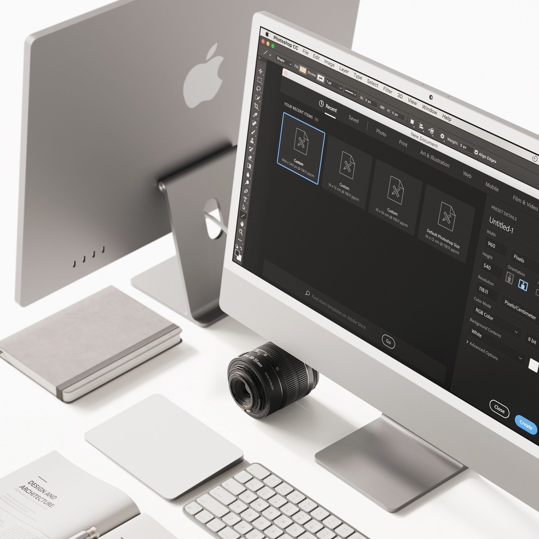 Apple Desktop Composition 3D Model – Office Setup, FBX, OBJ - View 7