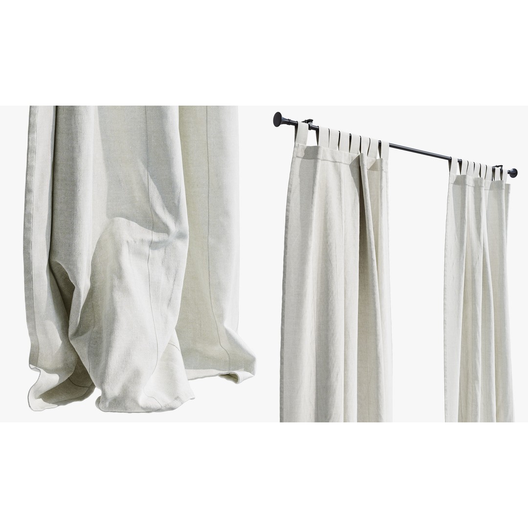 Ikea Lenda Curtains 3D Model – Realistic Fabric Textiles, FBX, OBJ - View 8