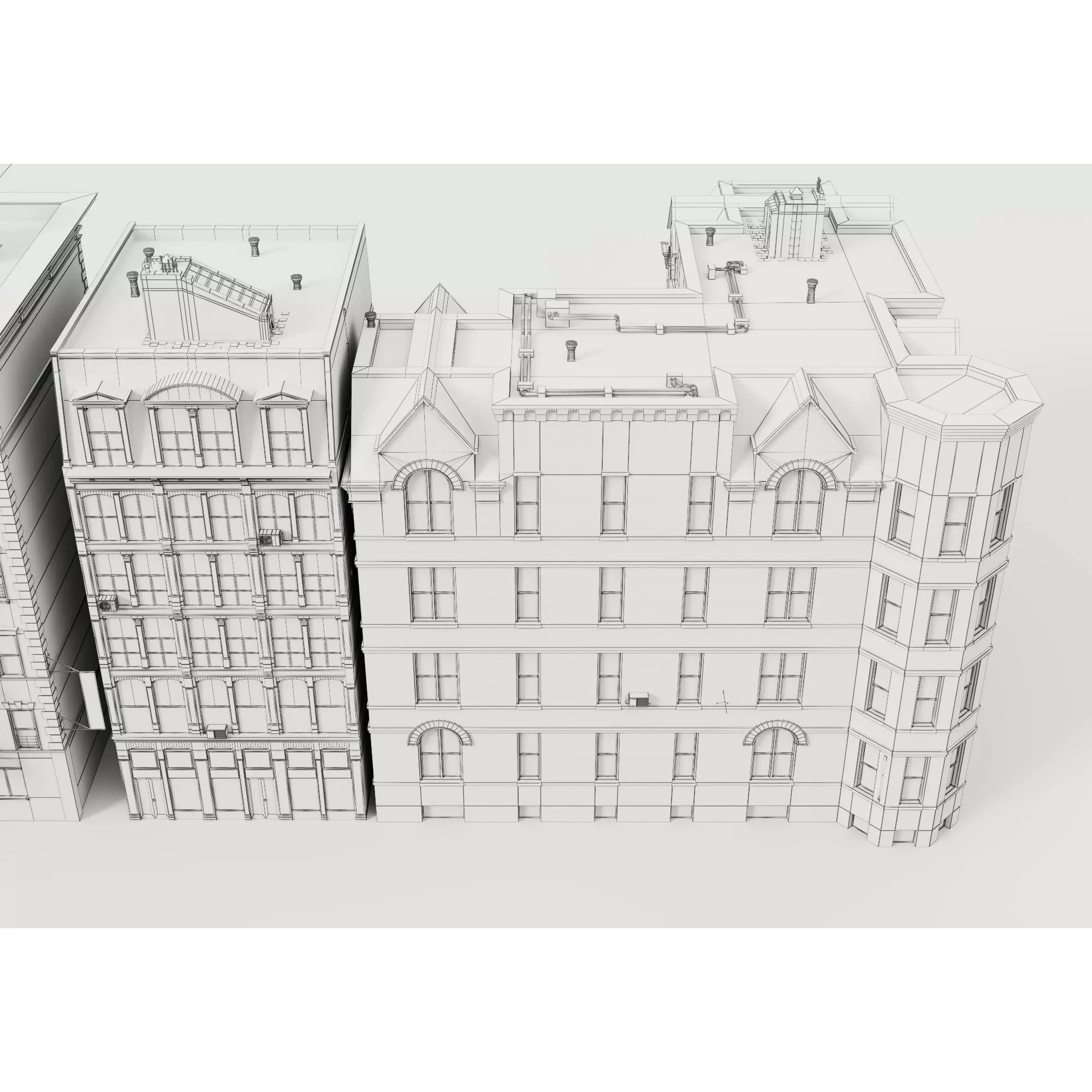 Retro Apartment & Multi-Story Building Pack - Low-Poly 3D Model - View 16