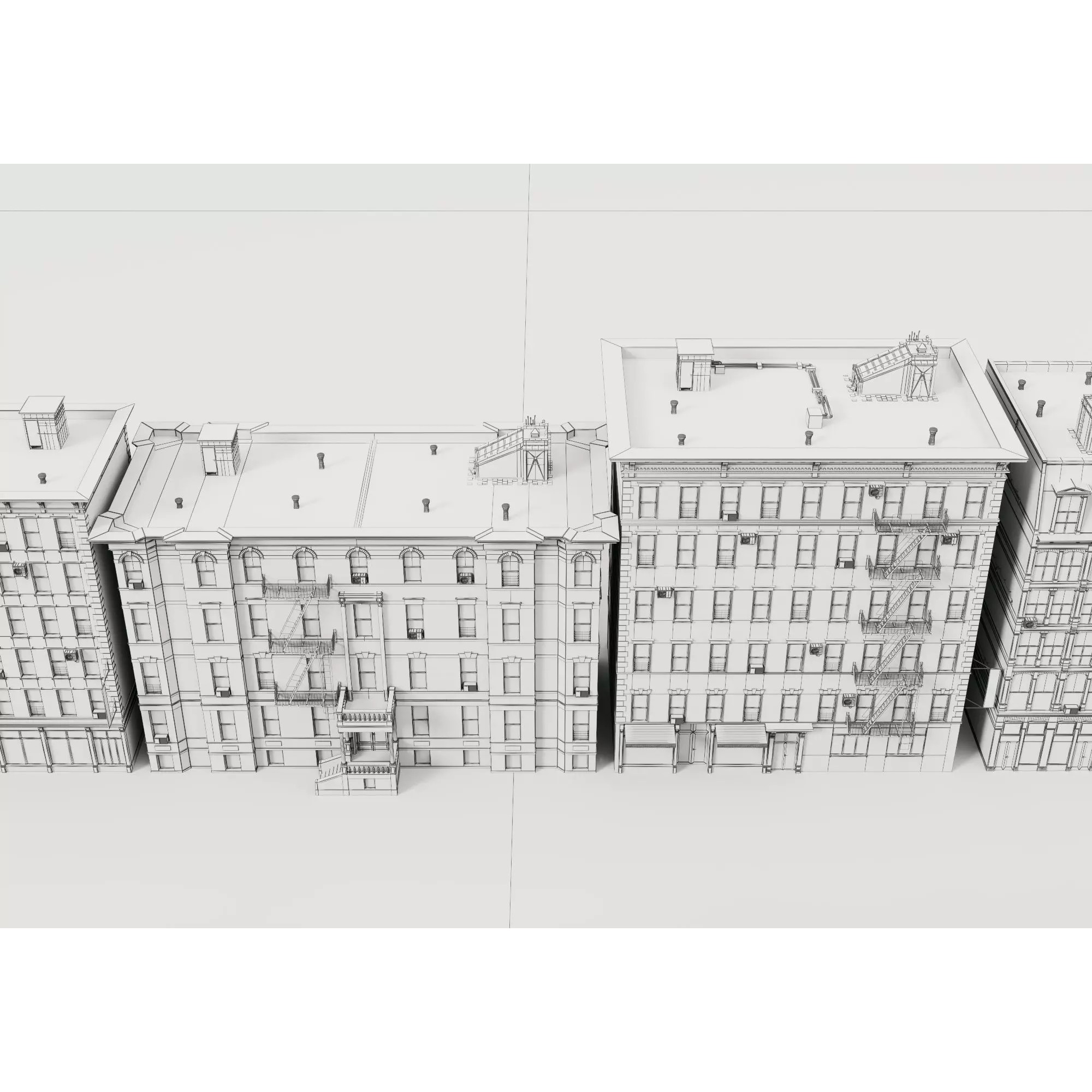 Retro Apartment & Multi-Story Building Pack - Low-Poly 3D Model - View 17