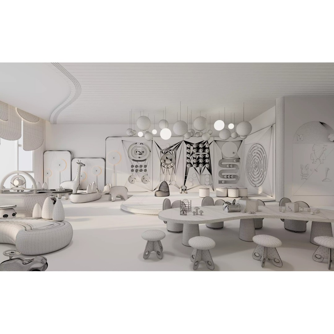 Kids Playroom 3D Model – Modern Interior with Interactive Design, FBX & OBJ - View 12