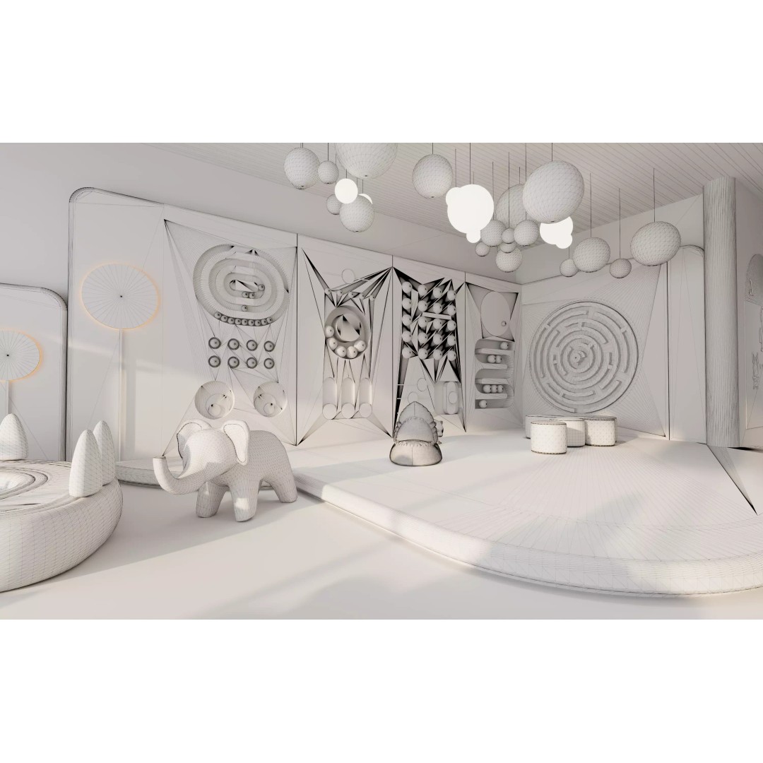 Kids Playroom 3D Model – Modern Interior with Interactive Design, FBX & OBJ - View 13