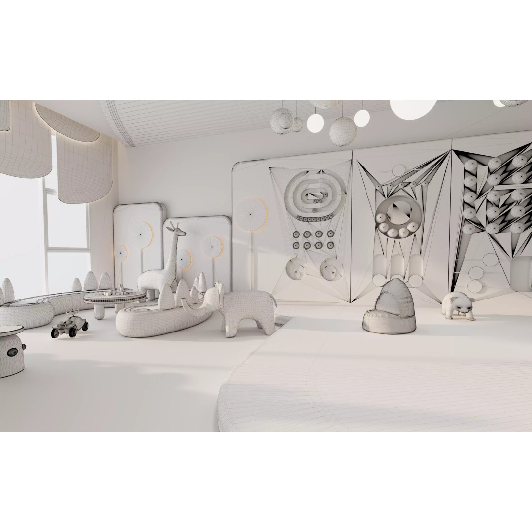 Kids Playroom 3D Model – Modern Interior with Interactive Design, FBX & OBJ - View 14