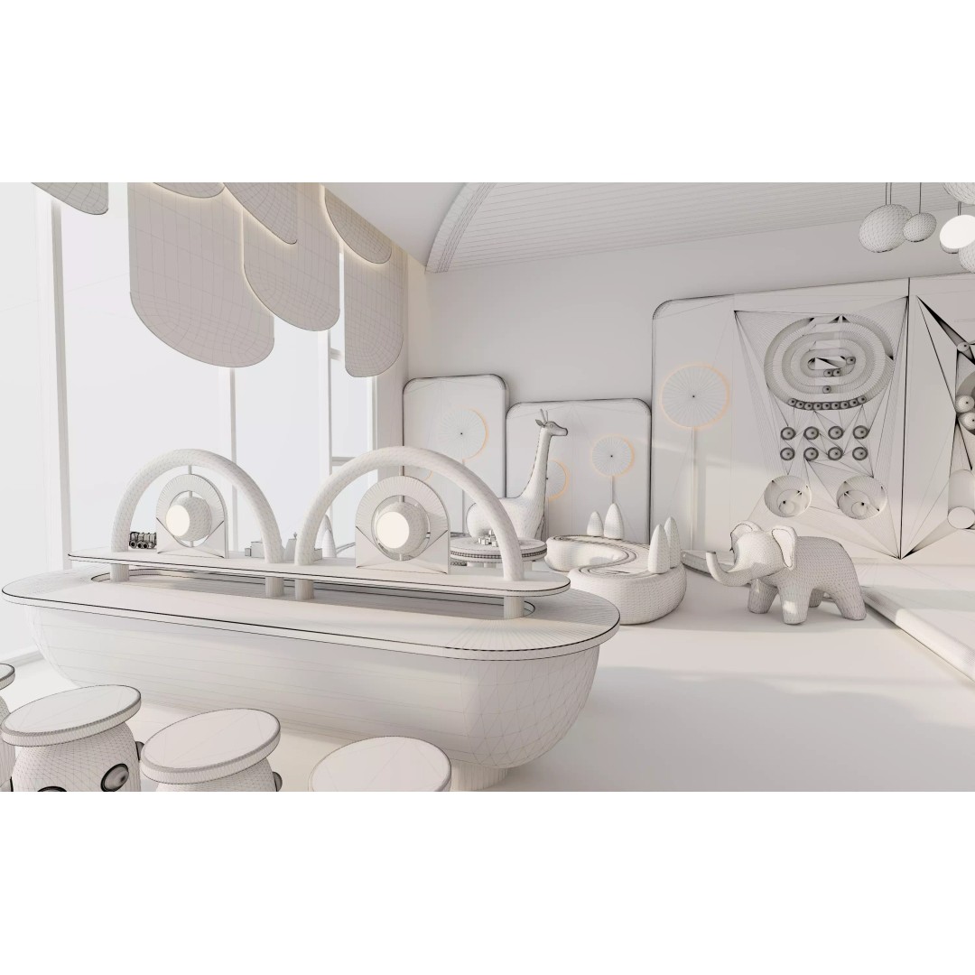 Kids Playroom 3D Model – Modern Interior with Interactive Design, FBX & OBJ - View 15