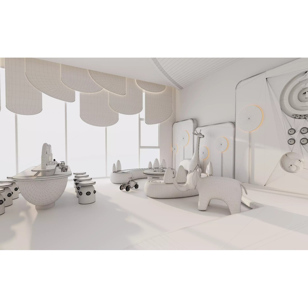 Kids Playroom 3D Model – Modern Interior with Interactive Design, FBX & OBJ - View 16