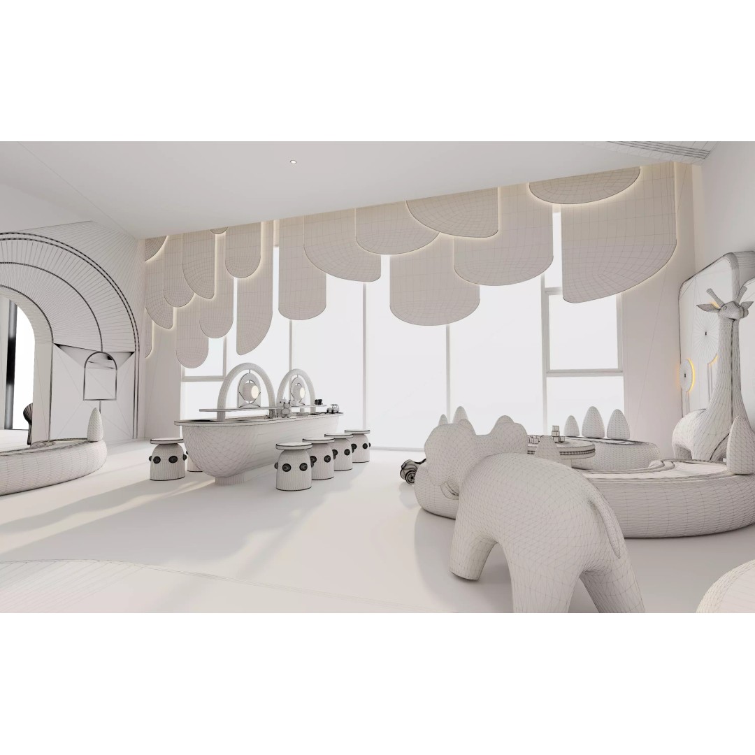 Kids Playroom 3D Model – Modern Interior with Interactive Design, FBX & OBJ - View 17