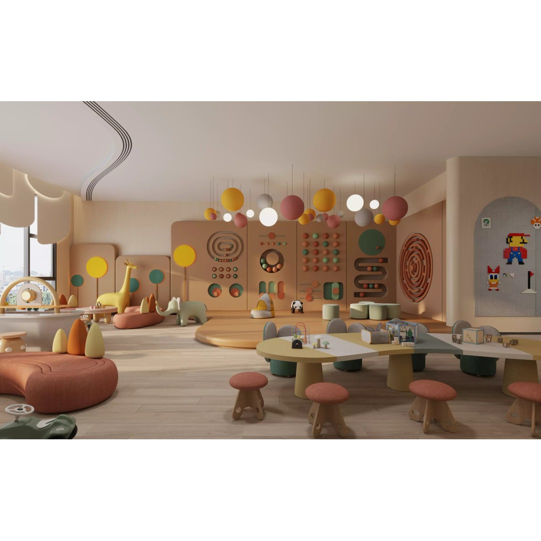 Kids Playroom 3D Model – Modern Interior with Interactive Design, FBX & OBJ - View 2