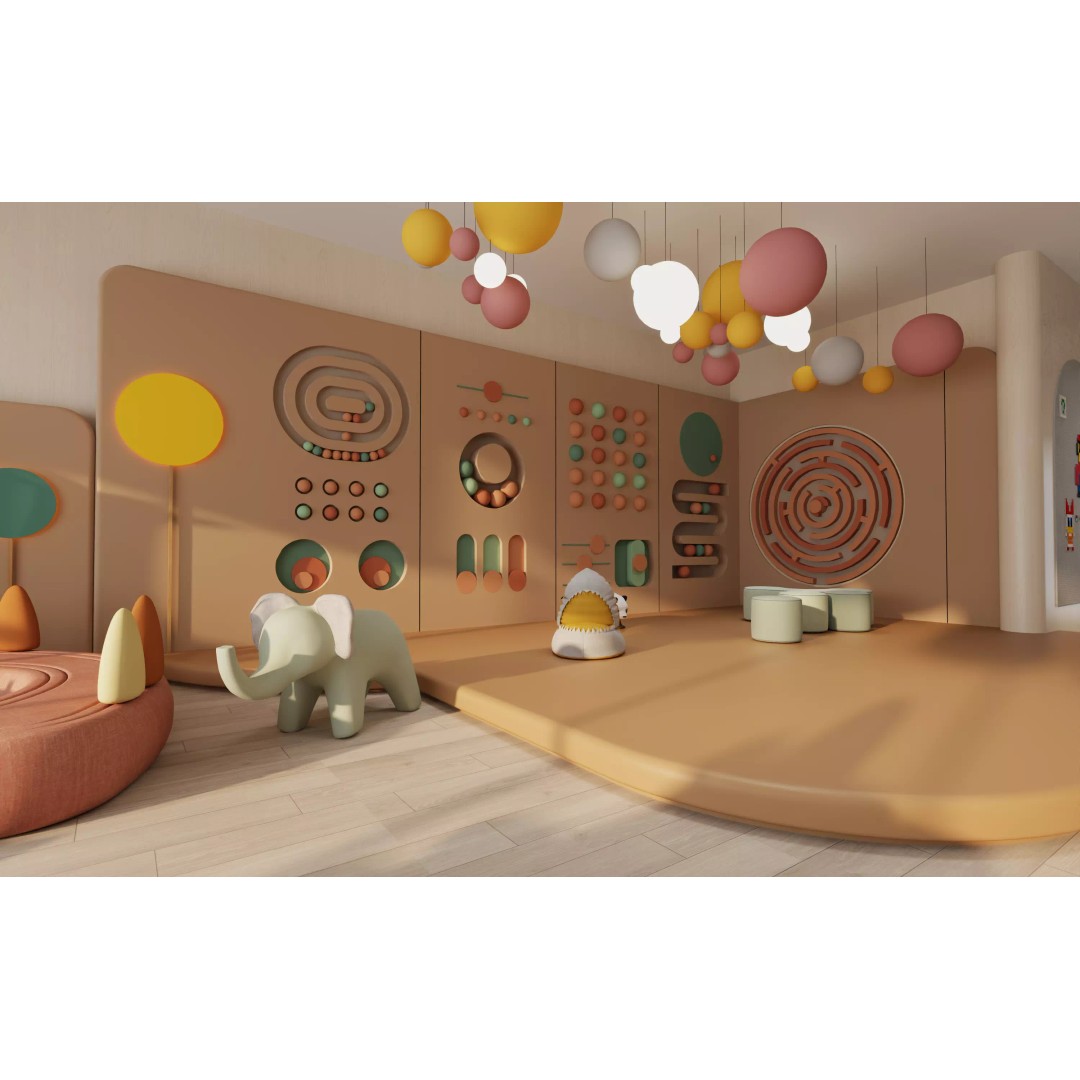 Kids Playroom 3D Model – Modern Interior with Interactive Design, FBX & OBJ - View 3