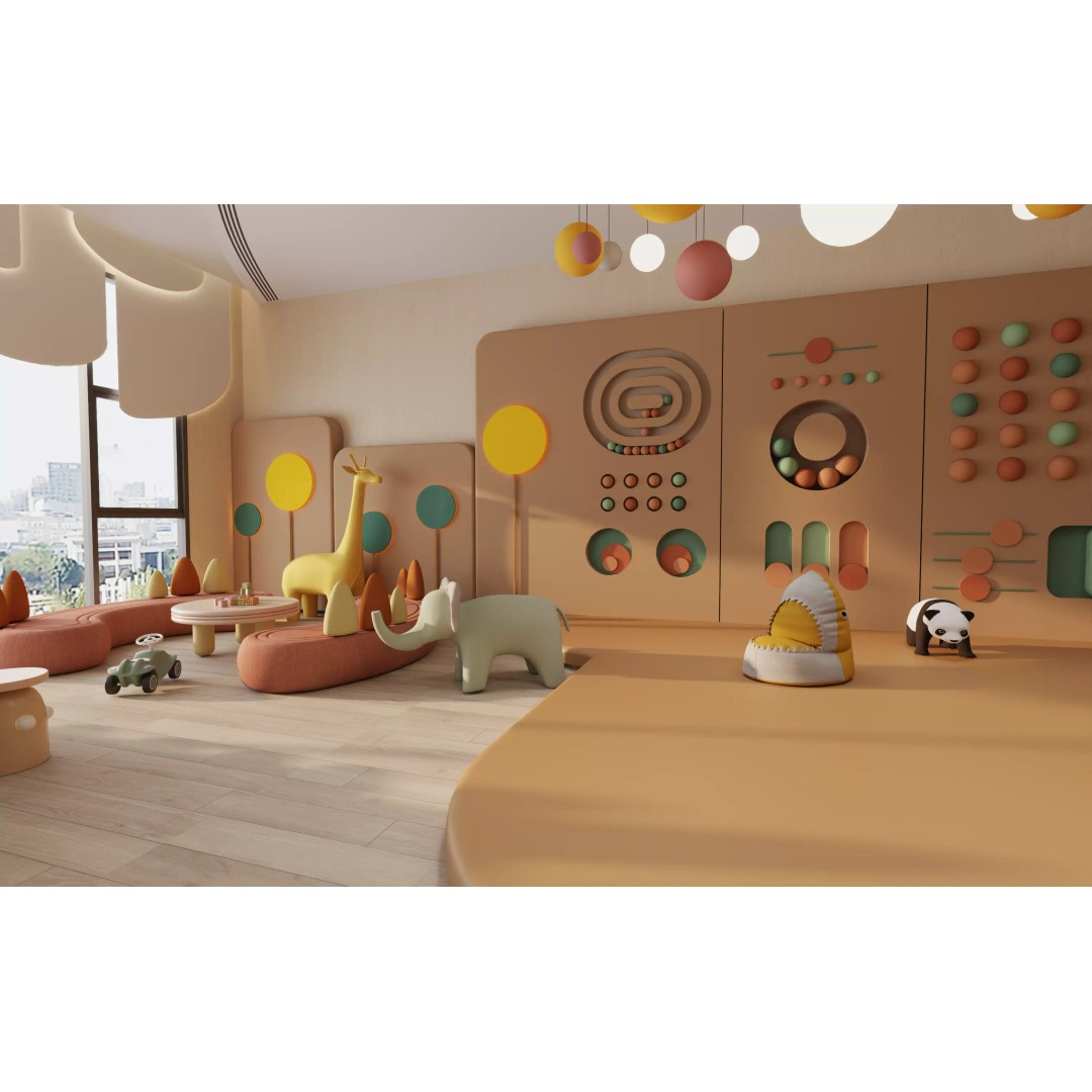 Kids Playroom 3D Model – Modern Interior with Interactive Design, FBX & OBJ - View 6