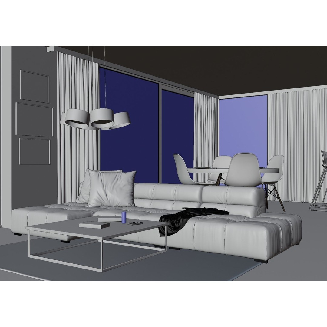 Interior Scene 3D Model – High Poly Living Room with PBR Textures, Blender - View 12