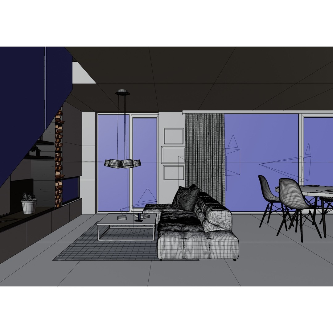 Interior Scene 3D Model – High Poly Living Room with PBR Textures, Blender - View 13