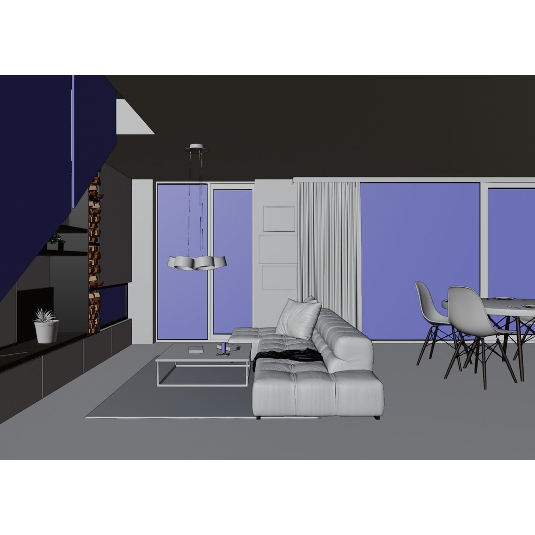 Interior Scene 3D Model – High Poly Living Room with PBR Textures, Blender - View 14