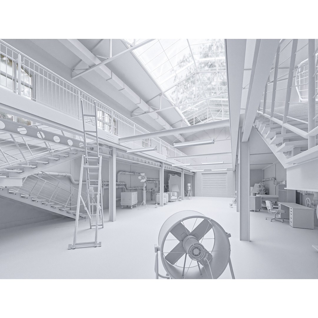 Hangar Building 3D Model – Low Poly Studio Set, FBX, OBJ, Blender - View 11