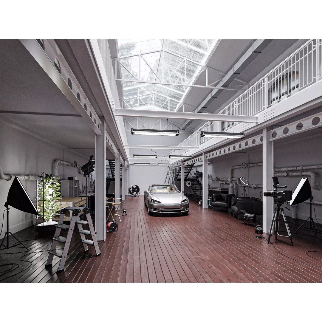 Hangar Building 3D Model – Low Poly Studio Set, FBX, OBJ, Blender - View 2
