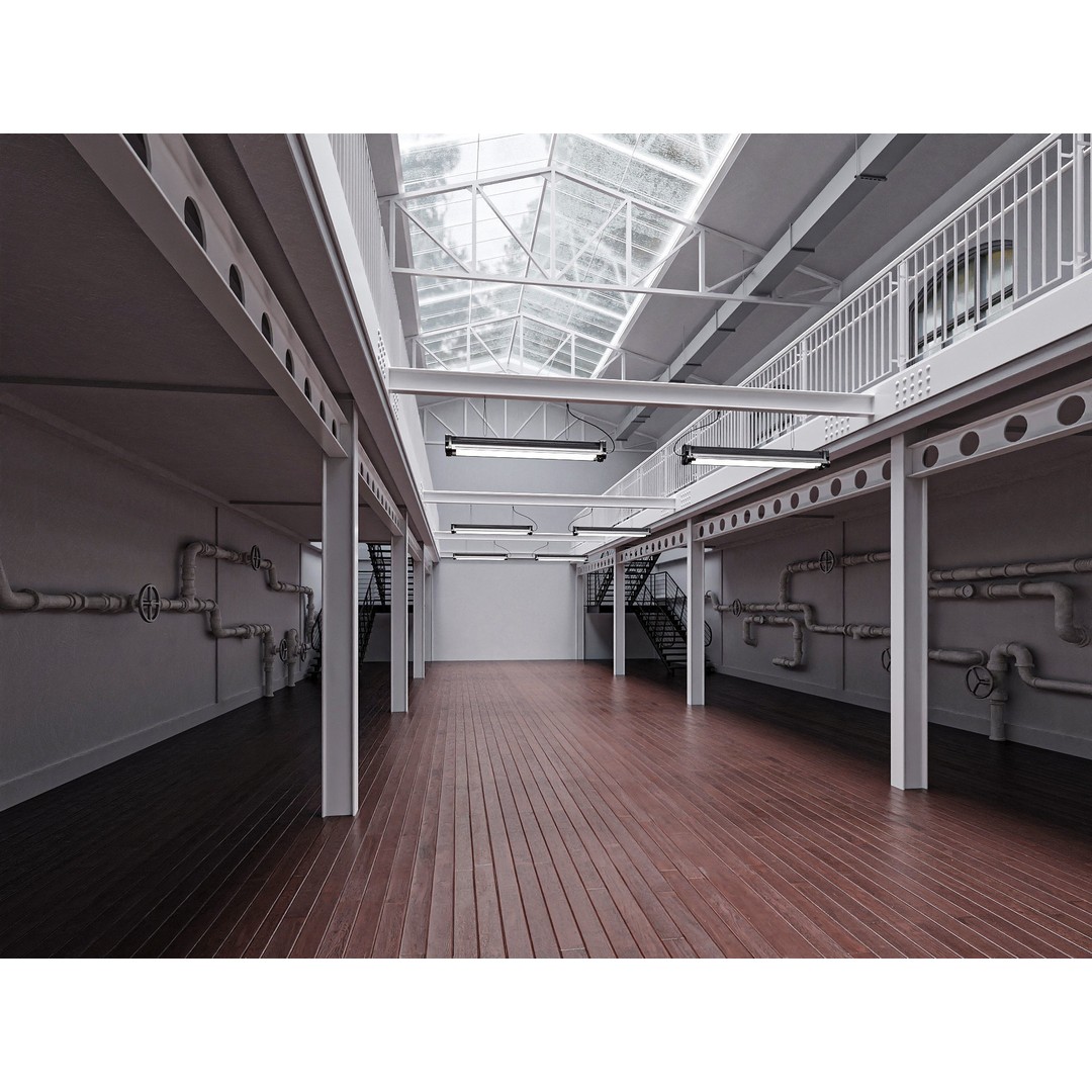 Hangar Building 3D Model – Low Poly Studio Set, FBX, OBJ, Blender - View 3