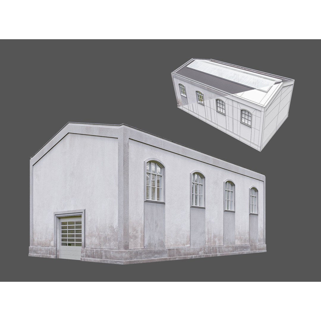 Hangar Building 3D Model – Low Poly Studio Set, FBX, OBJ, Blender - View 7