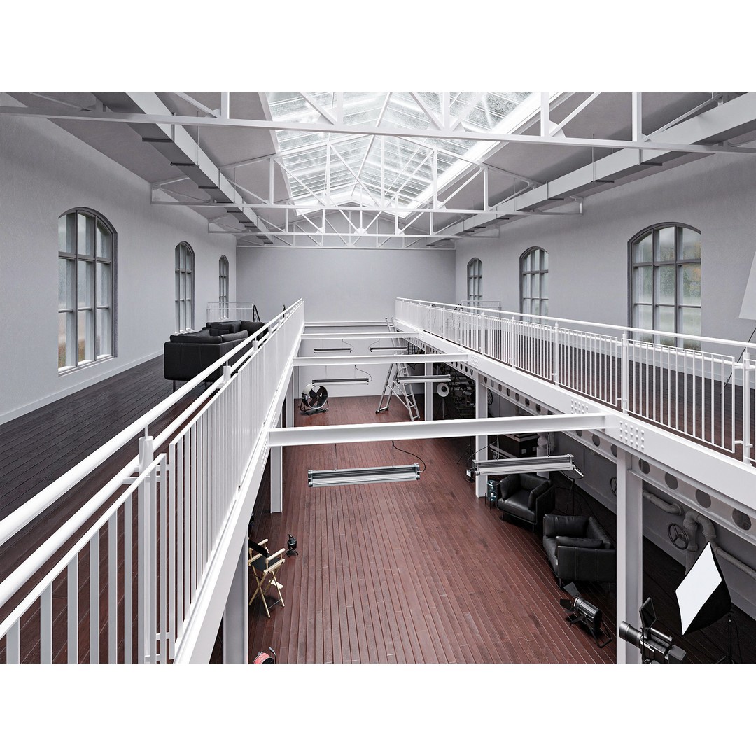 Hangar Building 3D Model – Low Poly Studio Set, FBX, OBJ, Blender - View 8