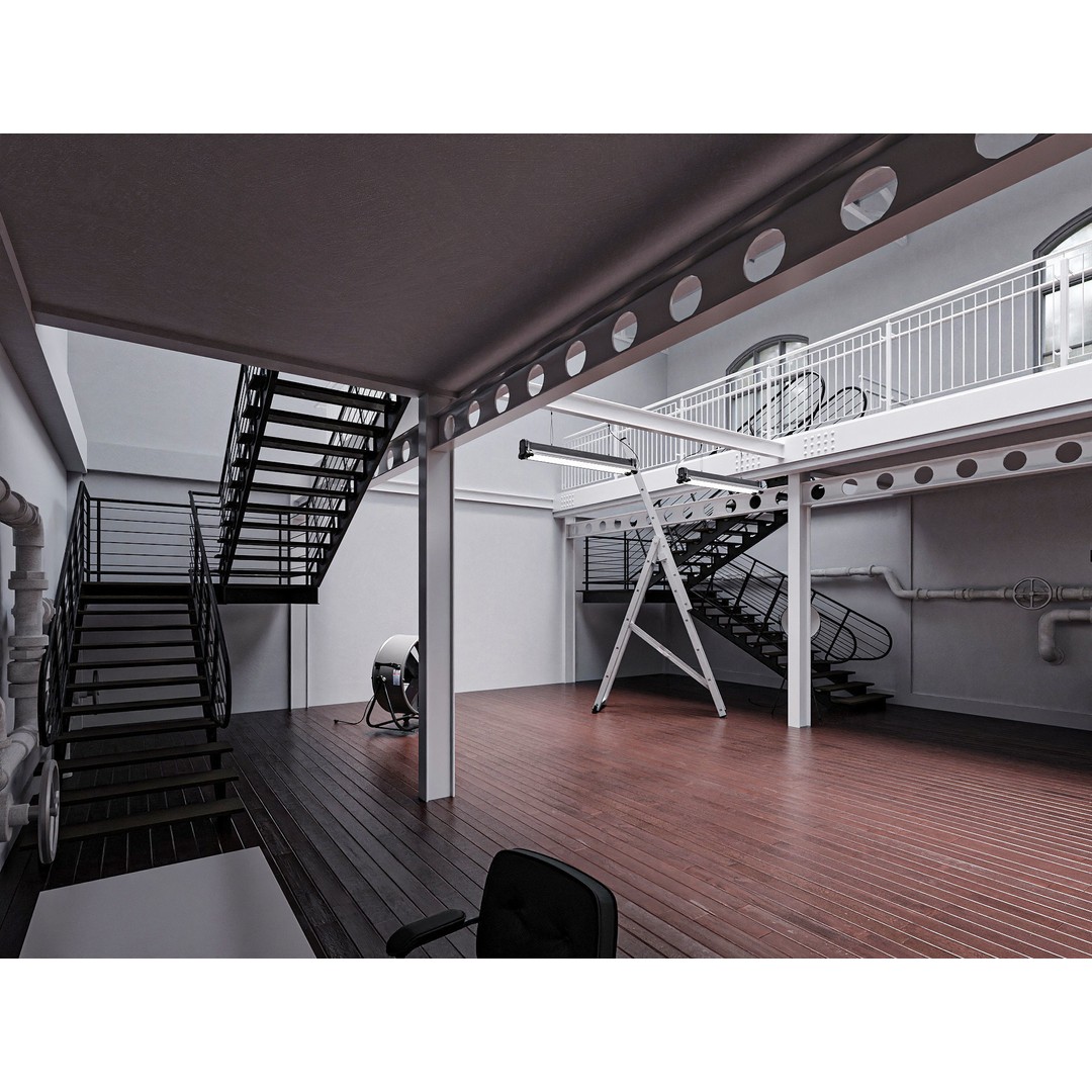 Hangar Building 3D Model – Low Poly Studio Set, FBX, OBJ, Blender - View 9