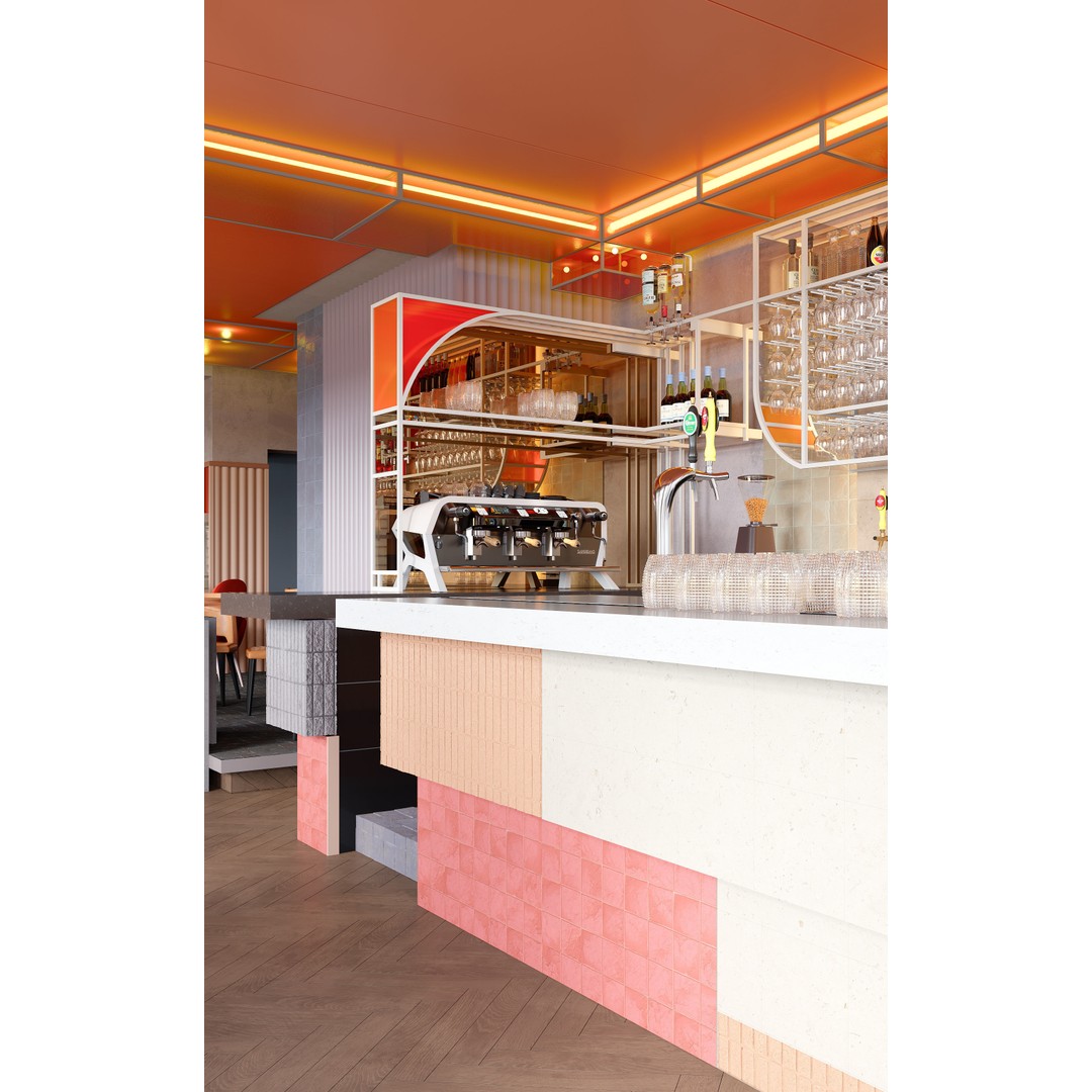 Indoor Bar 3D Model – Realistic Daytime Interior, FBX & OBJ Formats - View 4