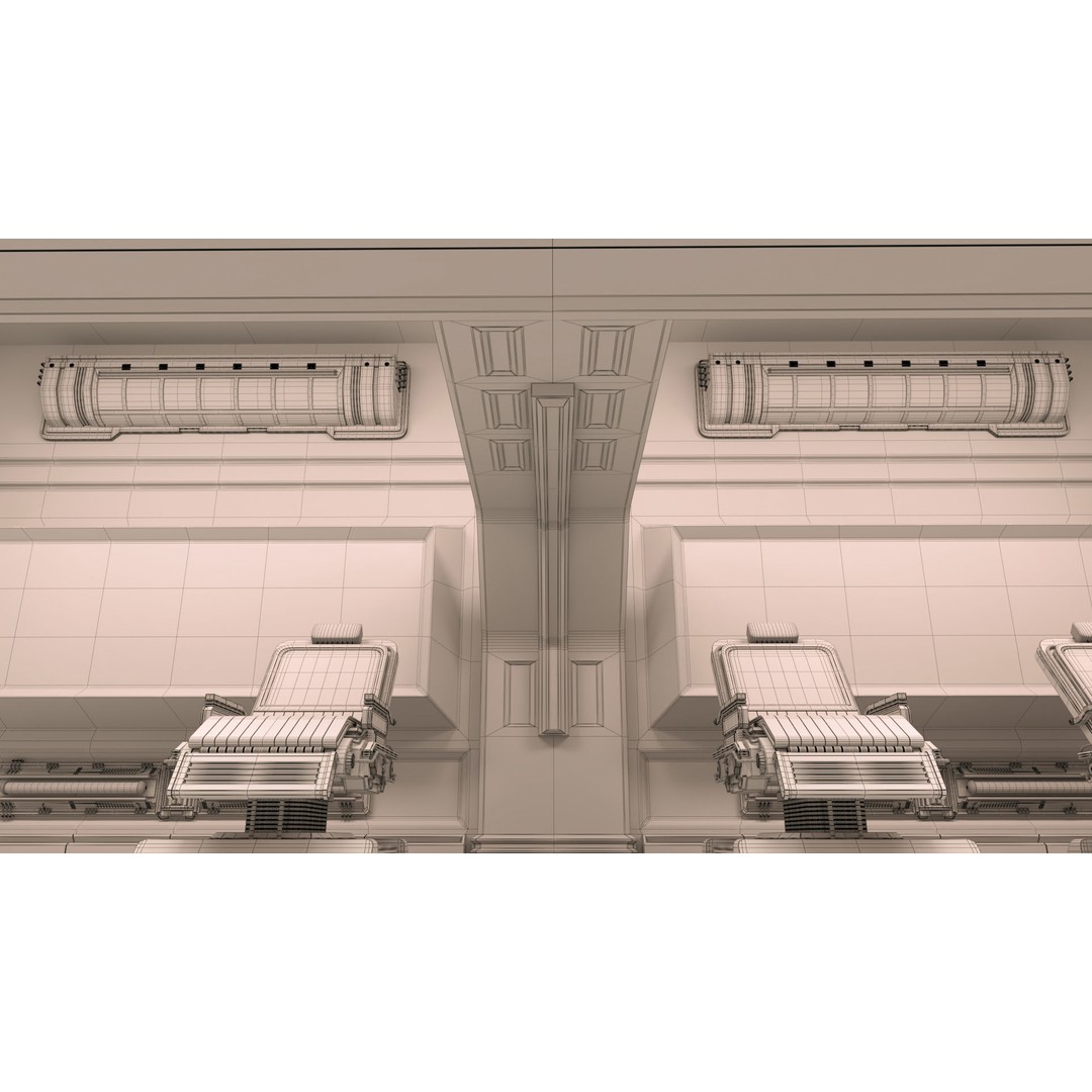 Sci-Fi Modular Interior Space Station 3D Model – PBR Textured, Game-Ready Formats