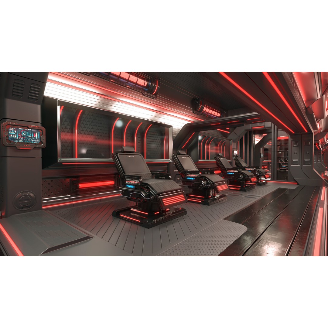 Sci-Fi Modular Interior Space Station 3D Model – PBR Textured, Game-Ready Formats - View 12