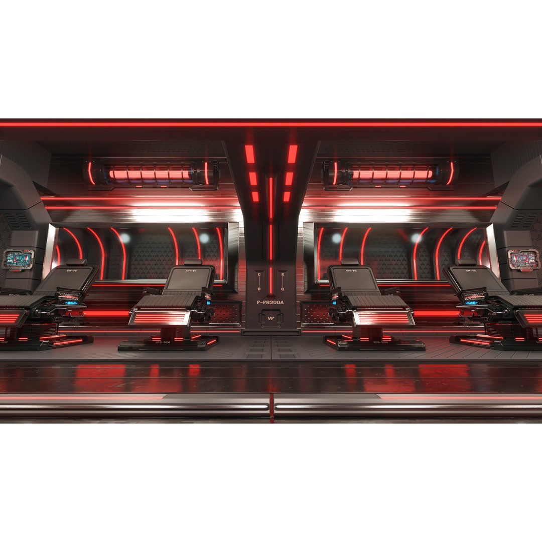 Sci-Fi Modular Interior Space Station 3D Model – PBR Textured, Game-Ready Formats - View 13