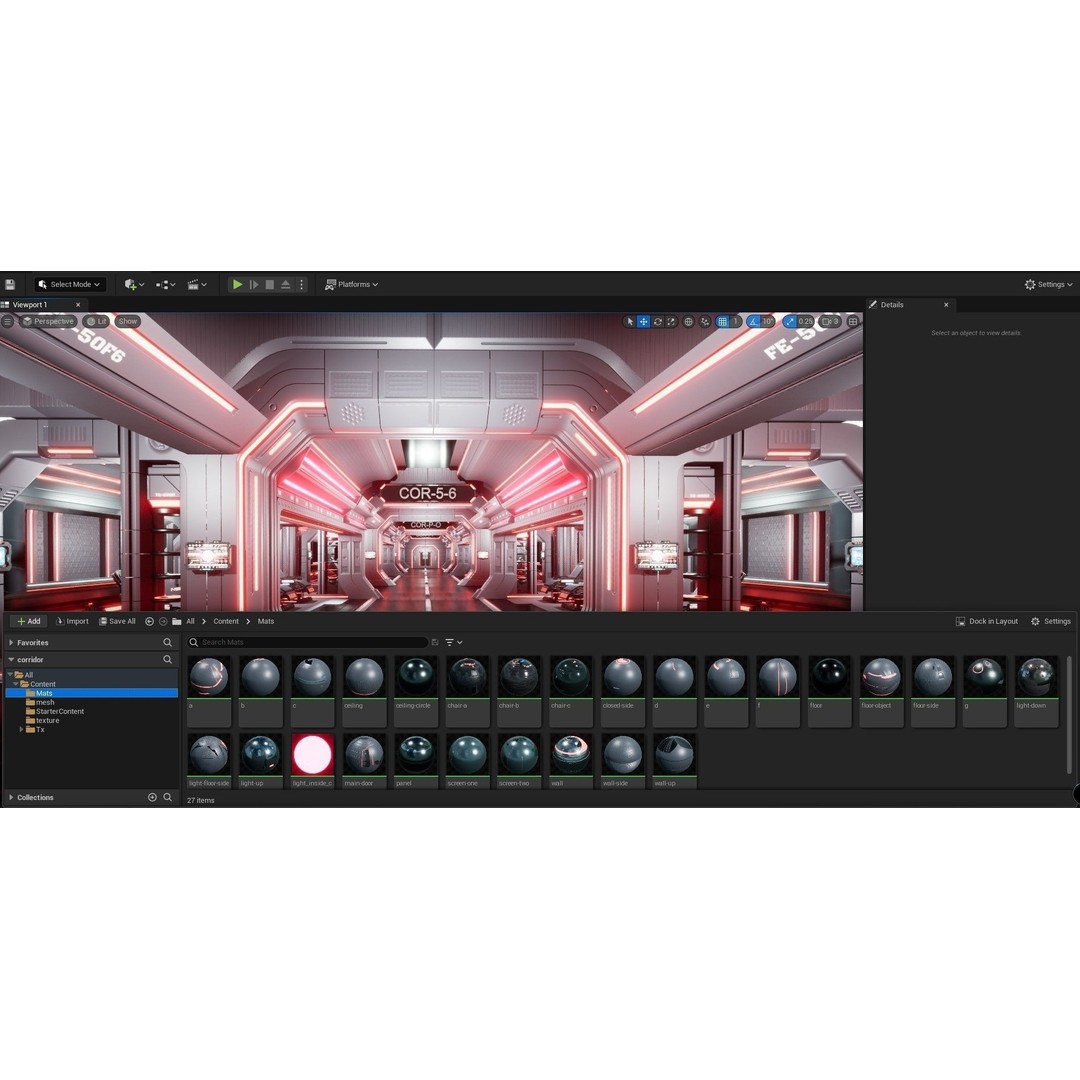 Sci-Fi Modular Interior Space Station 3D Model – PBR Textured, Game-Ready Formats - View 15